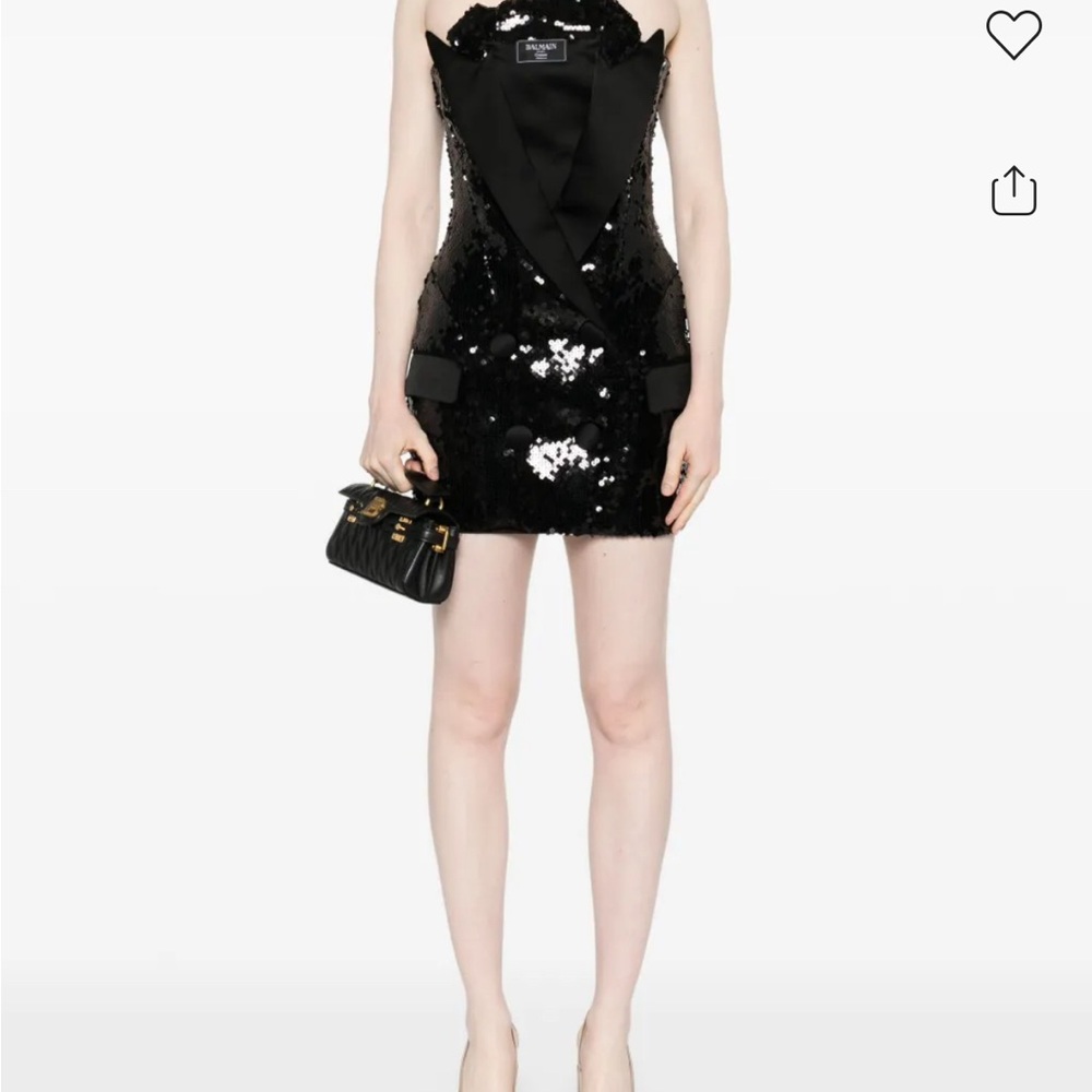 Balmain Black Sequined Mini Dress